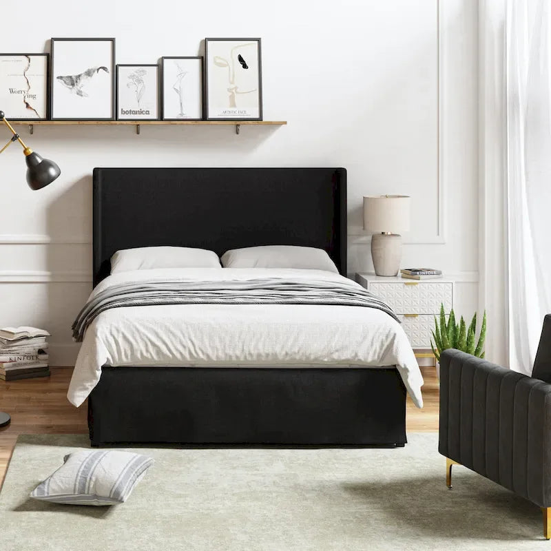 Traditional Washable Slipcover Bed Upholstered Metal