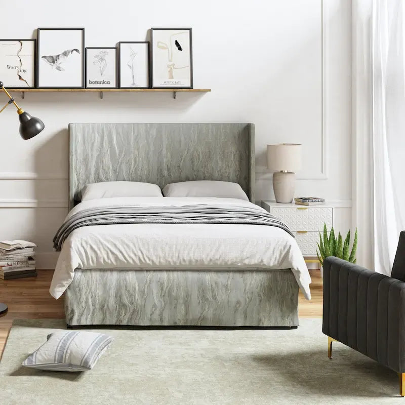 Traditional Washable Slipcover Bed Upholstered Metal