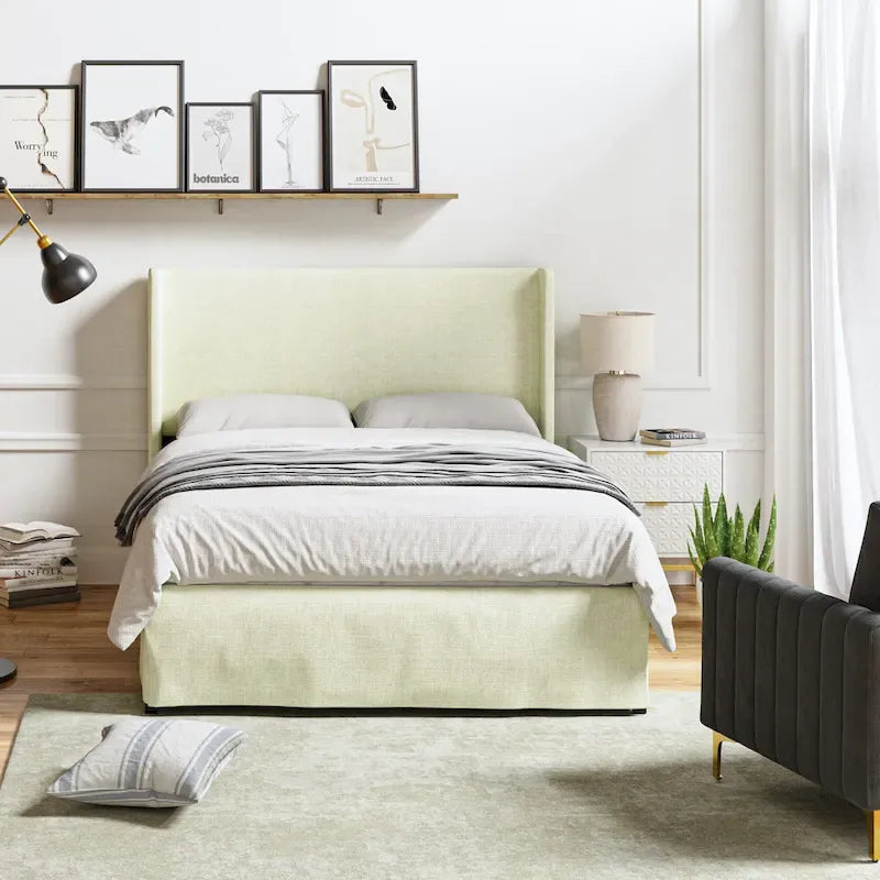 Traditional Washable Slipcover Bed Upholstered Metal