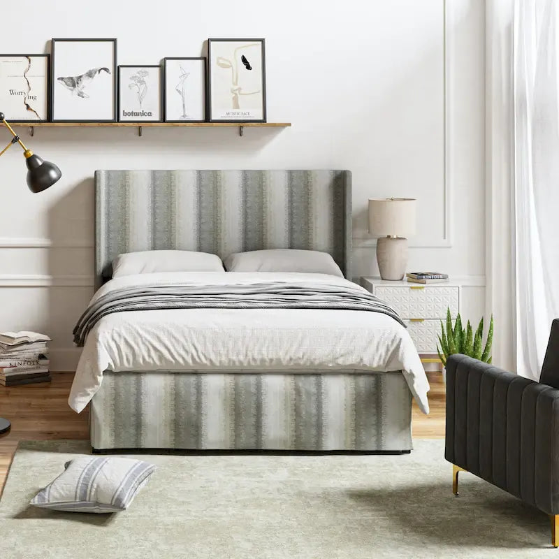 Traditional Washable Slipcover Bed Upholstered Metal