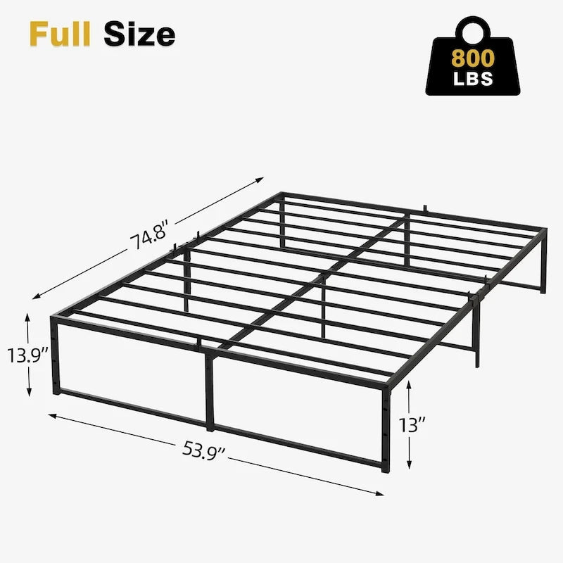 Metalen bedplatformframe met 3-in-1-stalen ondersteuning