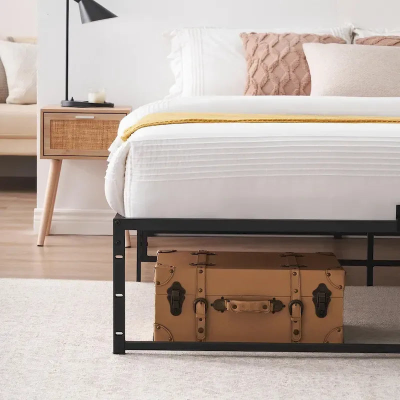 Metalen bedplatformframe met 3-in-1-stalen ondersteuning