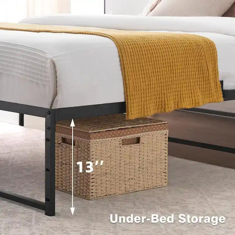 Metalen bedplatformframe met 3-in-1-stalen ondersteuning