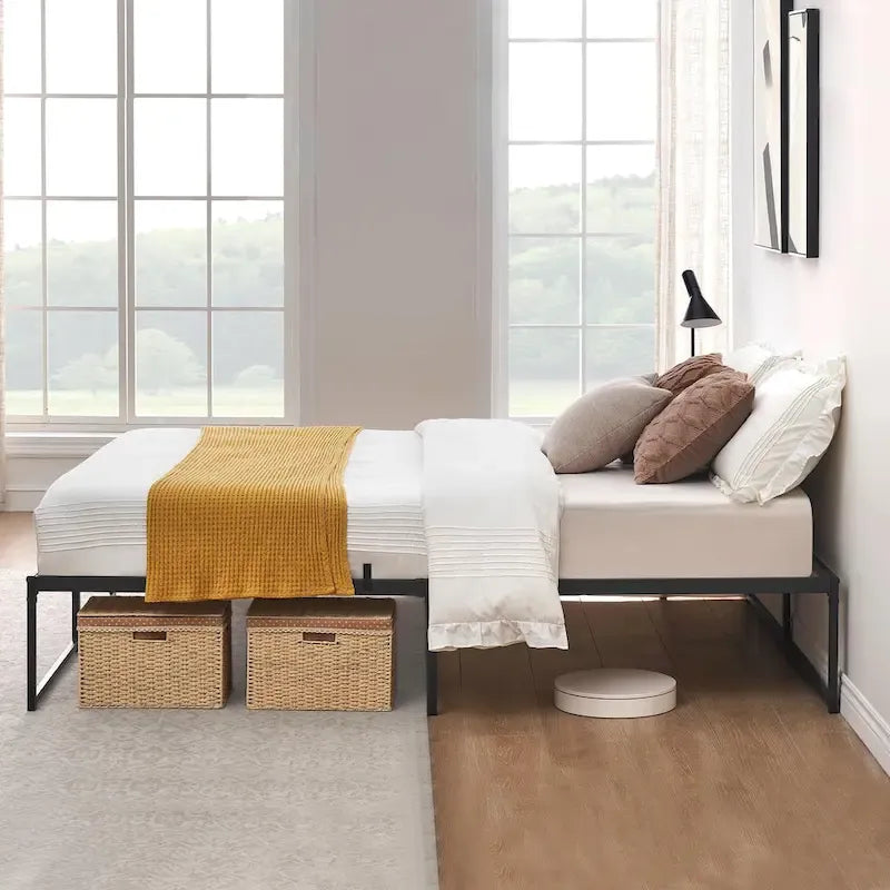 Metalen bedplatformframe met 3-in-1-stalen ondersteuning