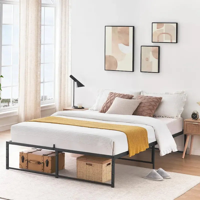Metalen bedplatformframe met 3-in-1-stalen ondersteuning
