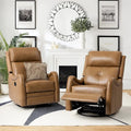 Draaibare leren relaxfauteuil met schommelmechanisme en sierranden met spijkerkoppen