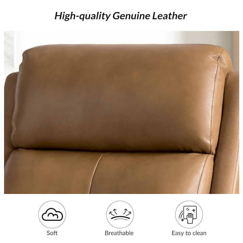 Draaibare leren relaxfauteuil met schommelmechanisme en sierranden met spijkerkoppen