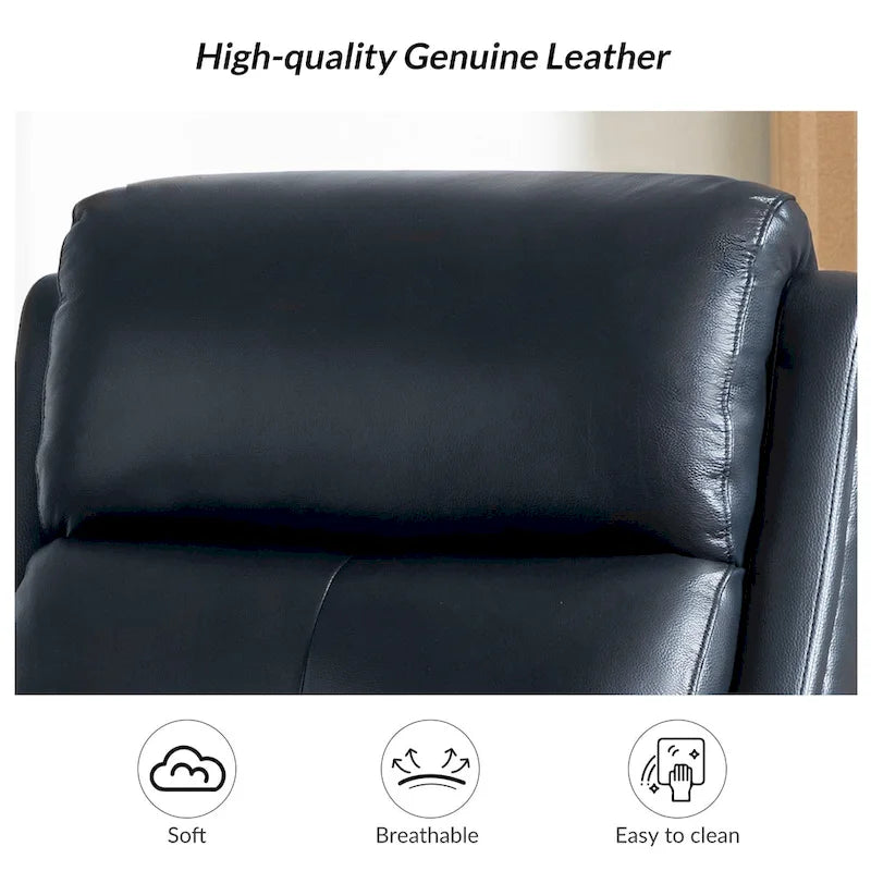 Draaibare leren relaxfauteuil met schommelmechanisme en sierranden met spijkerkoppen