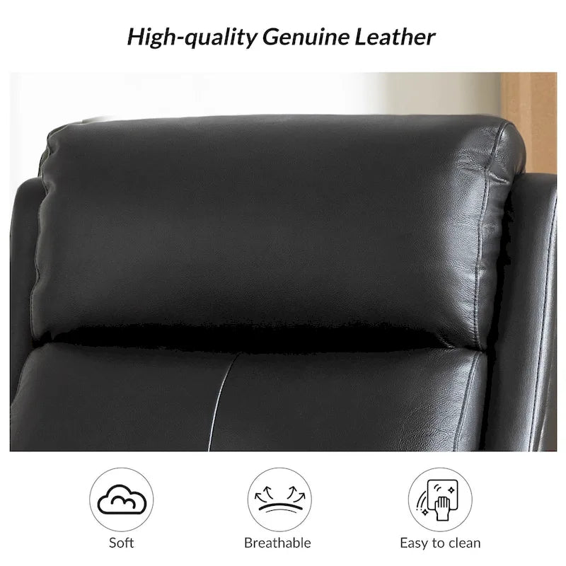 Draaibare leren relaxfauteuil met schommelmechanisme en sierranden met spijkerkoppen