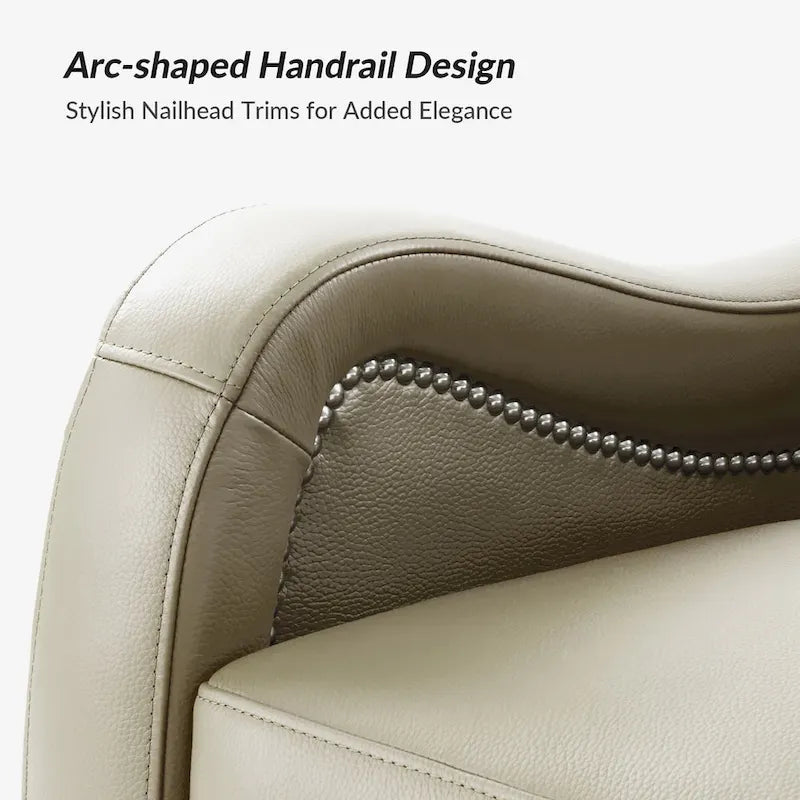 Draaibare leren relaxfauteuil met schommelmechanisme en sierranden met spijkerkoppen