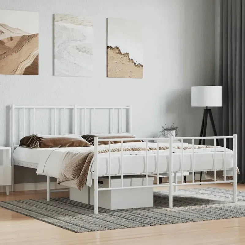 vidaXL Metal Bed Frame with Headboard, No Mattress