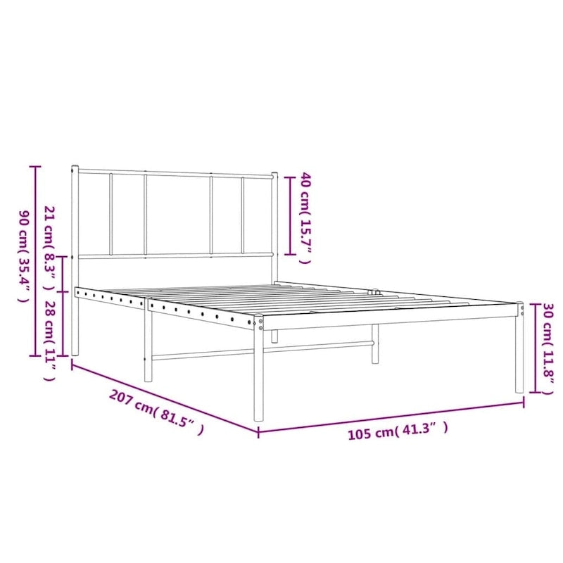 Metalen bedframe met hoofdbord, exclusief matras