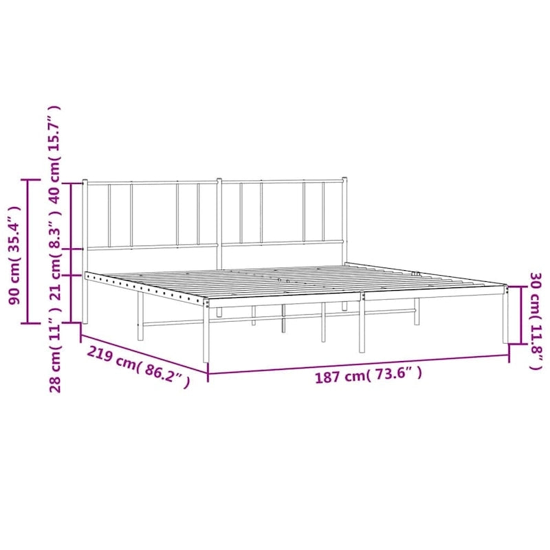 Metalen bedframe met hoofdbord, exclusief matras