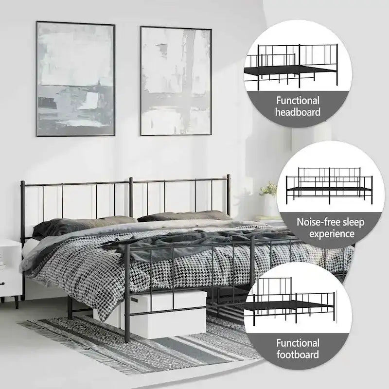 Metalen bedframe met hoofdbord, exclusief matras
