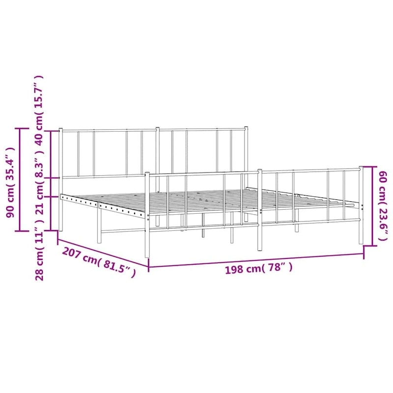 Metalen bedframe met hoofdbord, exclusief matras