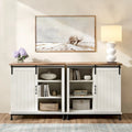 Keukenbuffet en haltafel, wit, landelijke stijl, met schuifdeur in schuurstijl