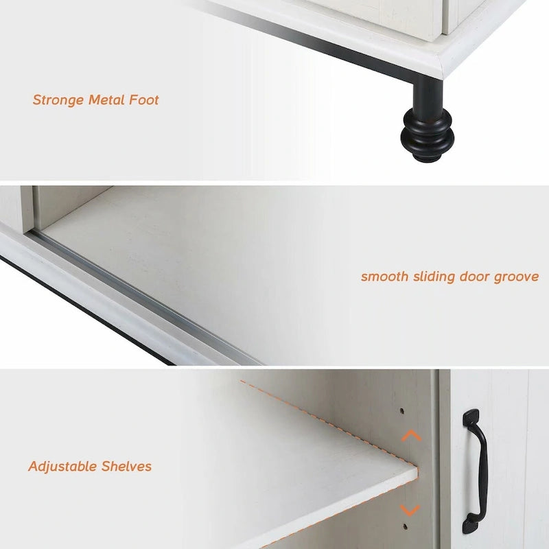 Kitchen Buffet Entryway Table White Farmhouse Sliding Barn Door