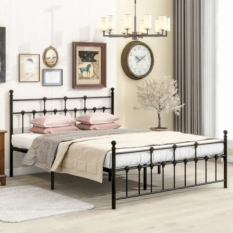 Metalen platformbedframe met hoofd- en voetbord