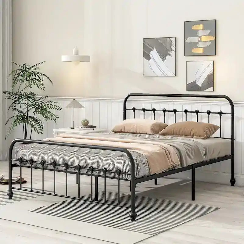Metalen platformbedframe met hoofd- en voetbord