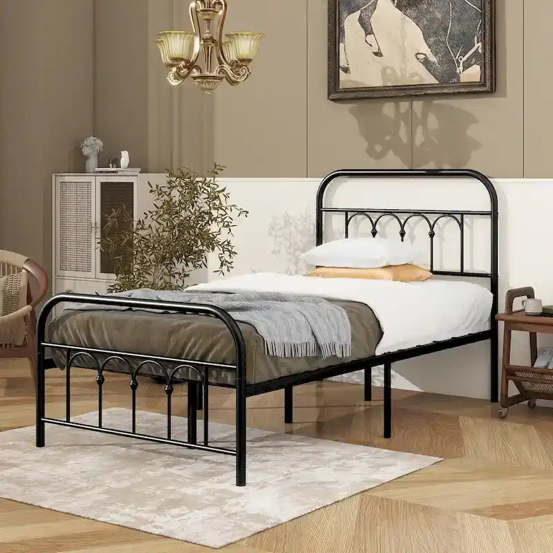 Metalen platformbedframe met hoofd- en voetbord