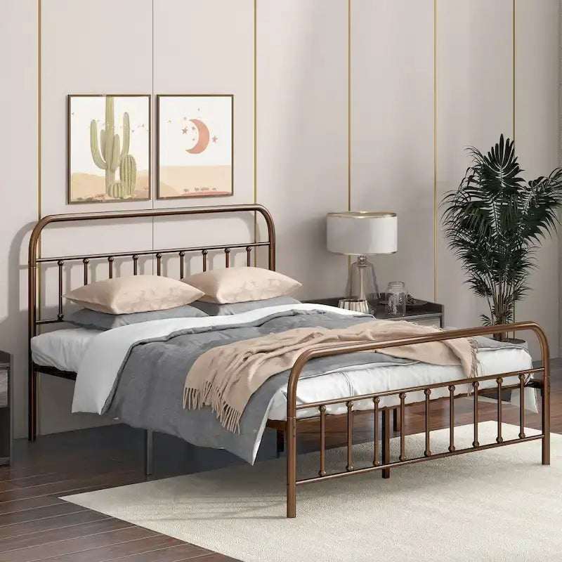 Metalen platformbedframe met hoofd- en voetbord