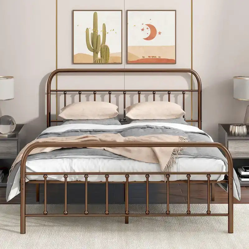 Metalen platformbedframe met hoofd- en voetbord