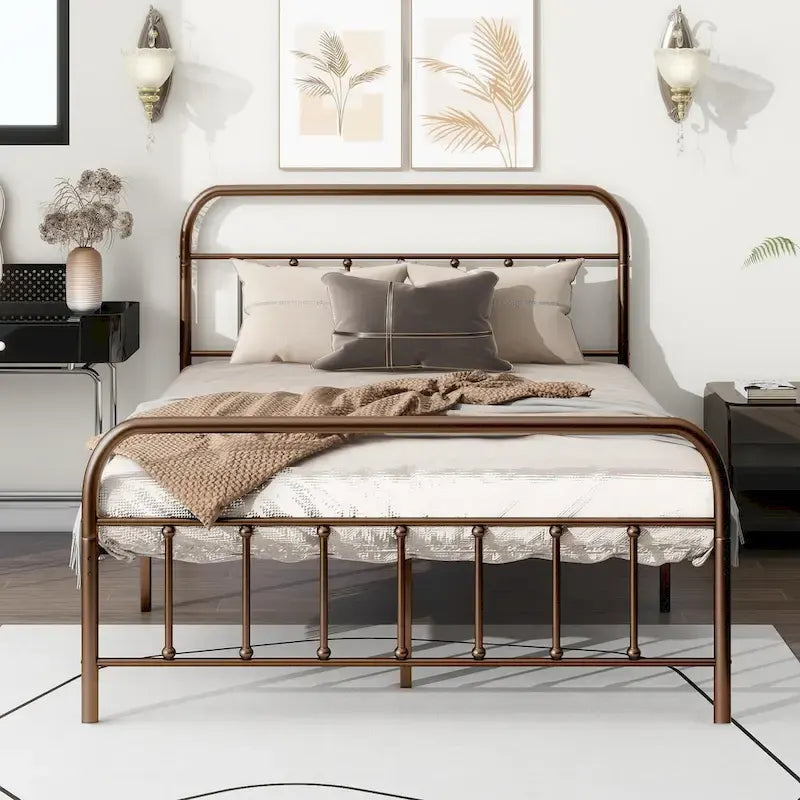 Metalen platformbedframe met hoofd- en voetbord
