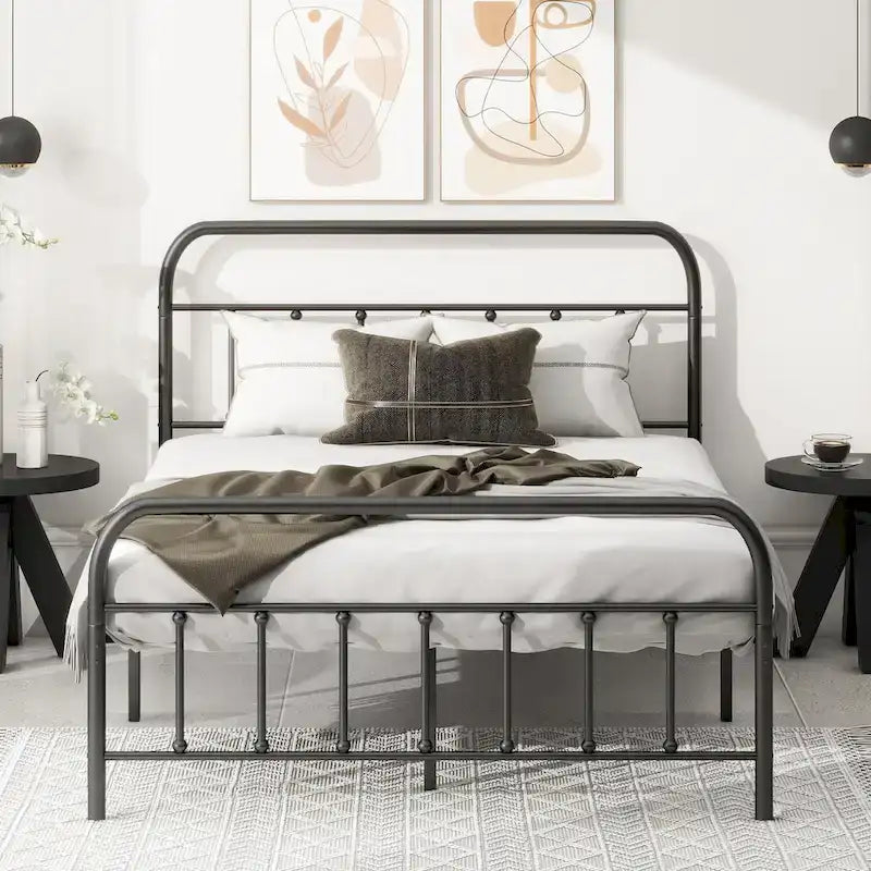 Metalen platformbedframe met hoofd- en voetbord