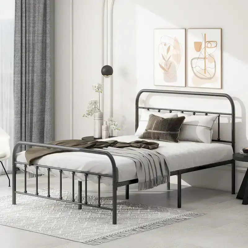 Metalen platformbedframe met hoofd- en voetbord