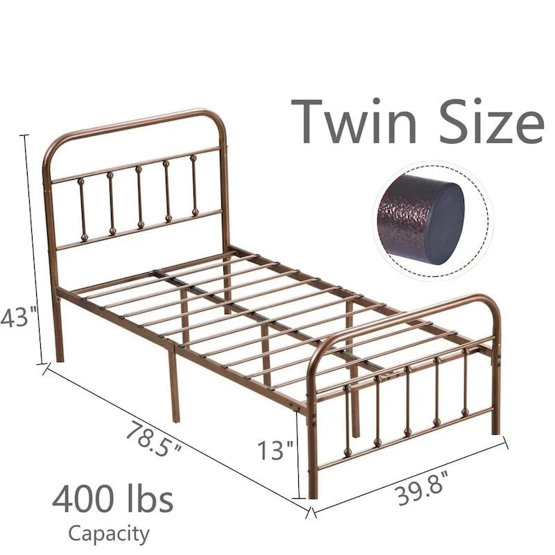 Metalen platformbedframe met hoofd- en voetbord