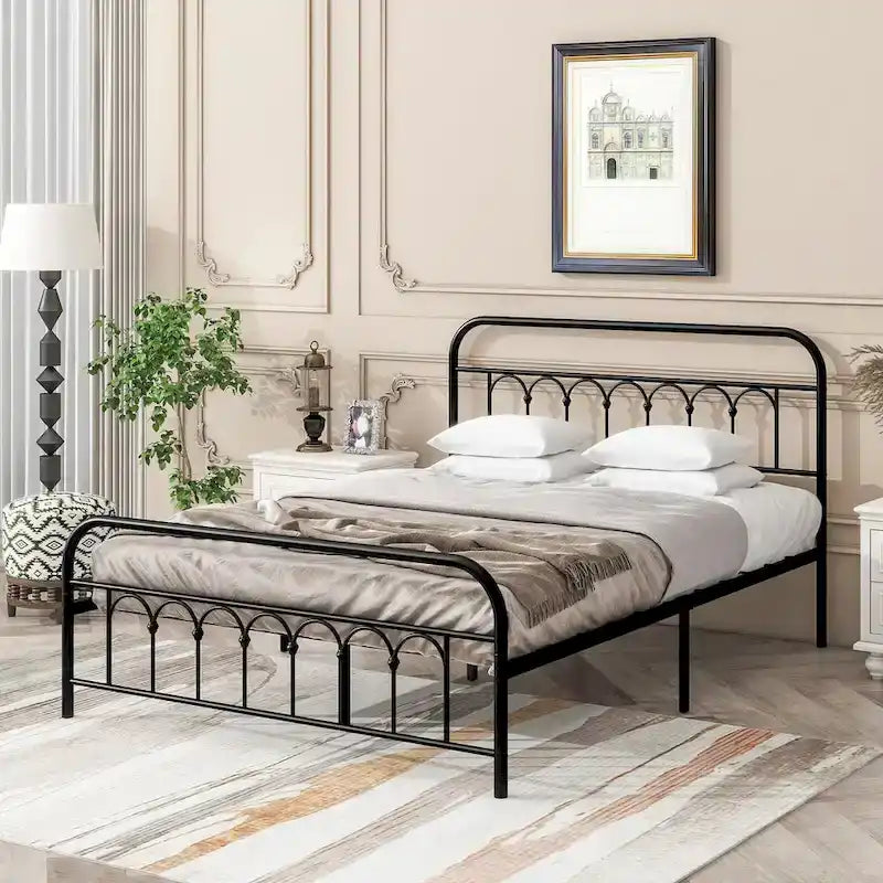 Metalen platformbedframe met hoofd- en voetbord