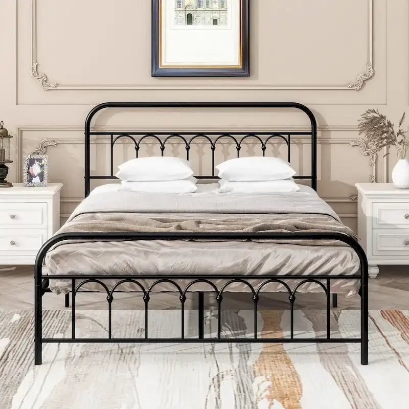 Metalen platformbedframe met hoofd- en voetbord