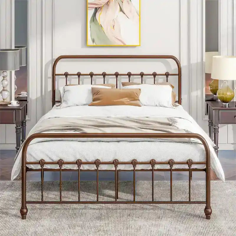 Metalen platformbedframe met hoofd- en voetbord