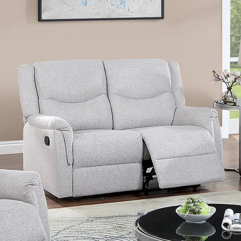 Burlap-Like-Fabric Upholstered Manual Motion Reclining Loveseat