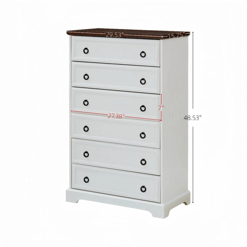 Modern 6 Drawer Dresser, Dressers for Bedroom, Tall Chest of Drawers Closet