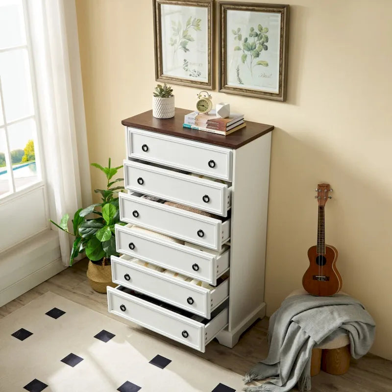 Modern 6 Drawer Dresser, Dressers for Bedroom, Tall Chest of Drawers Closet