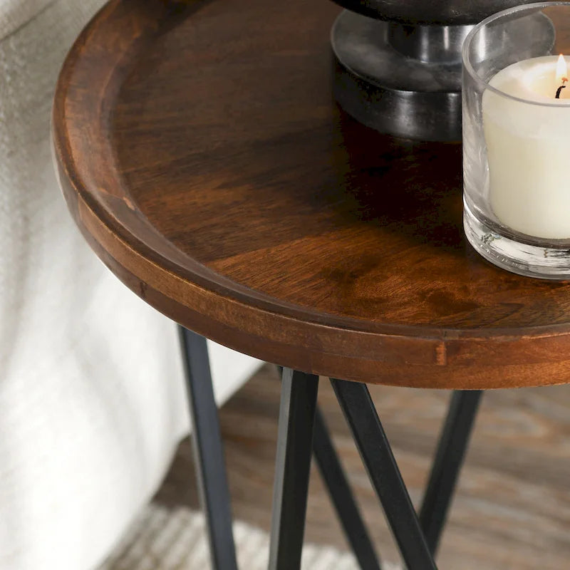 Mango Wood End Table in Medium Brown
