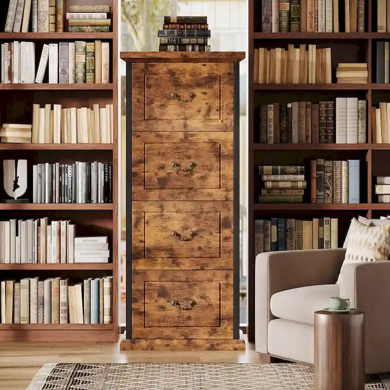 Four-tier filing cabinet suitable for a home office