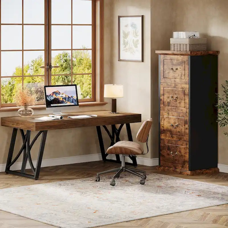 Four-tier filing cabinet suitable for a home office