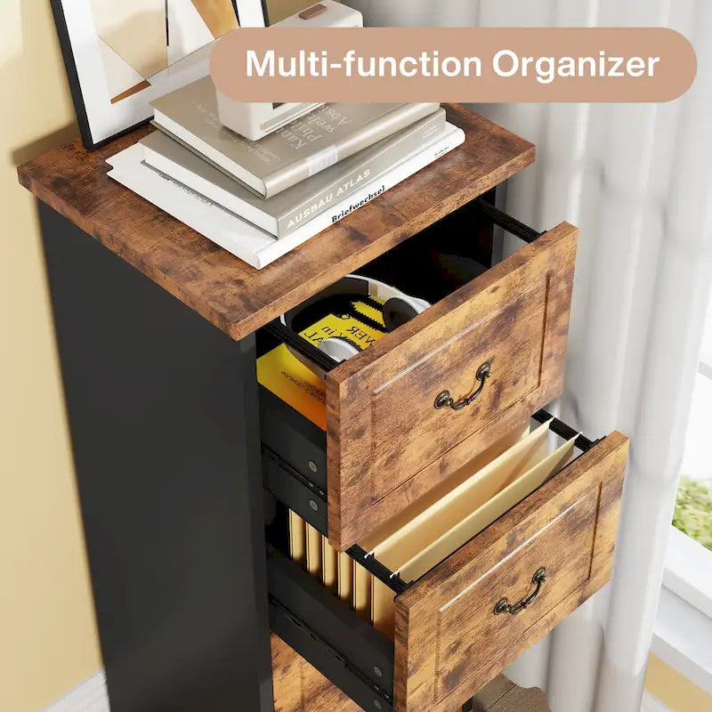 Four-tier filing cabinet suitable for a home office