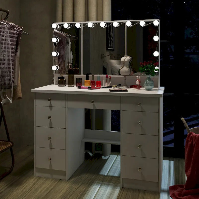 Stylish Three-Mirror Vanity Table